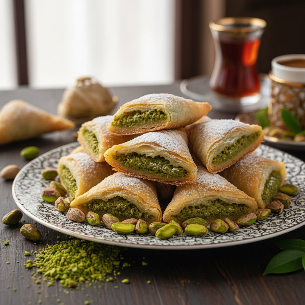 Muska fourré aux pistaches d'Antep pâtisserie turque