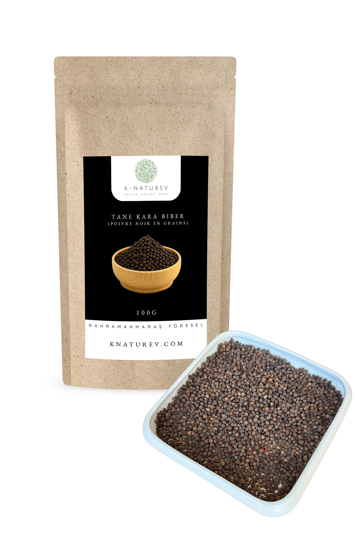 Poivre noir entier (en grains) 100 g (Tane Karabiber 100 gr) 550GL-Vietnam